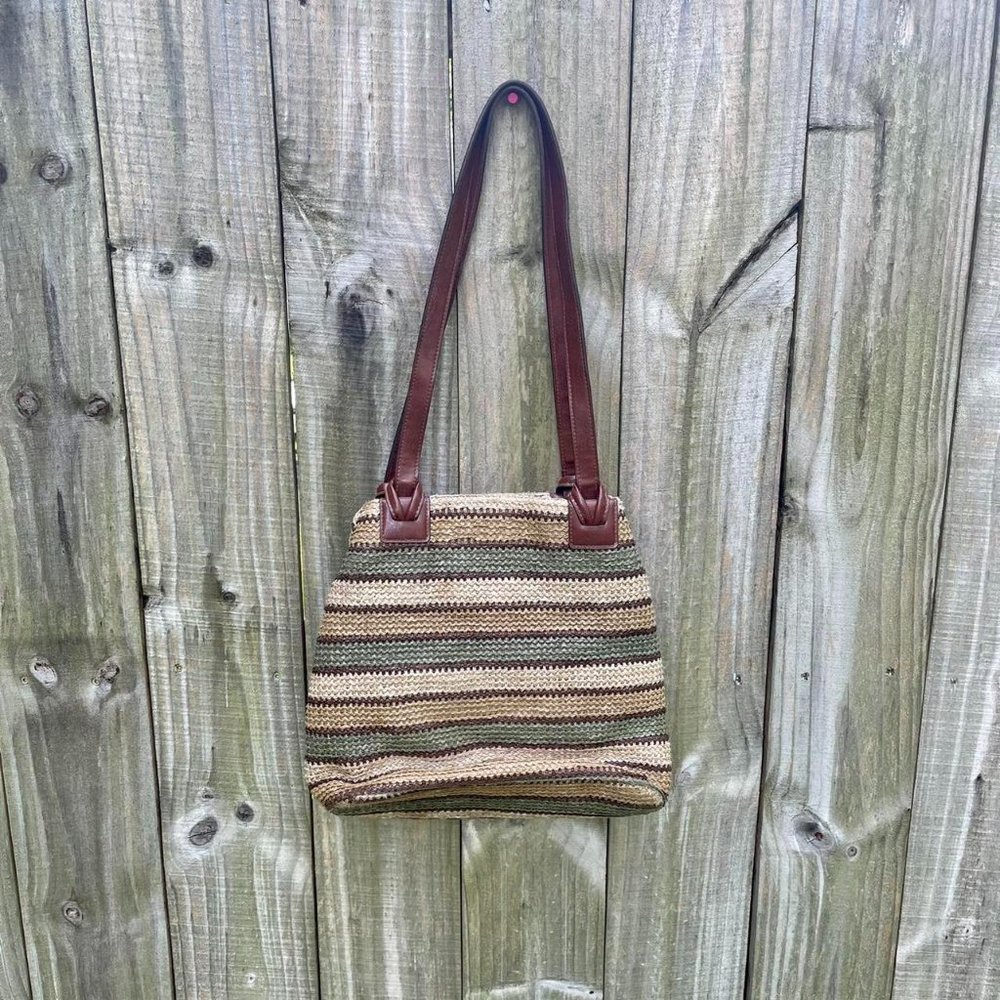 Vintage Rattan Striped Beachy Shoulder Bag